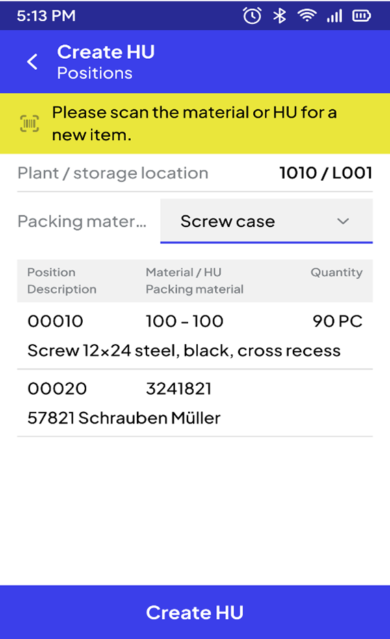one time steps screen